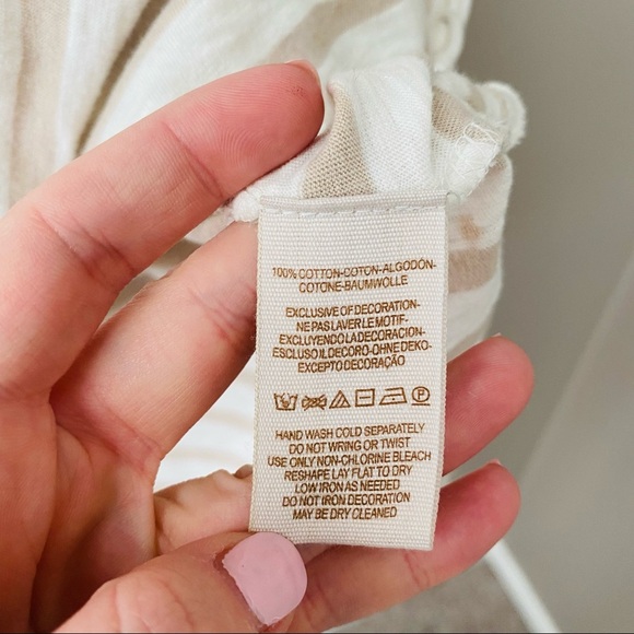 Free People Striped Tank Top Cream Sz Small - Picture 6 of 13